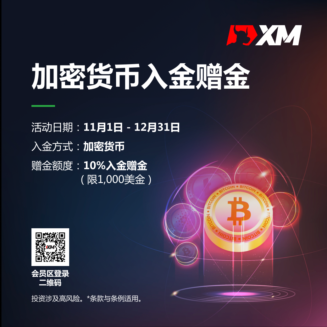 XM年末狂欢：派送10%加密货币入金赠金